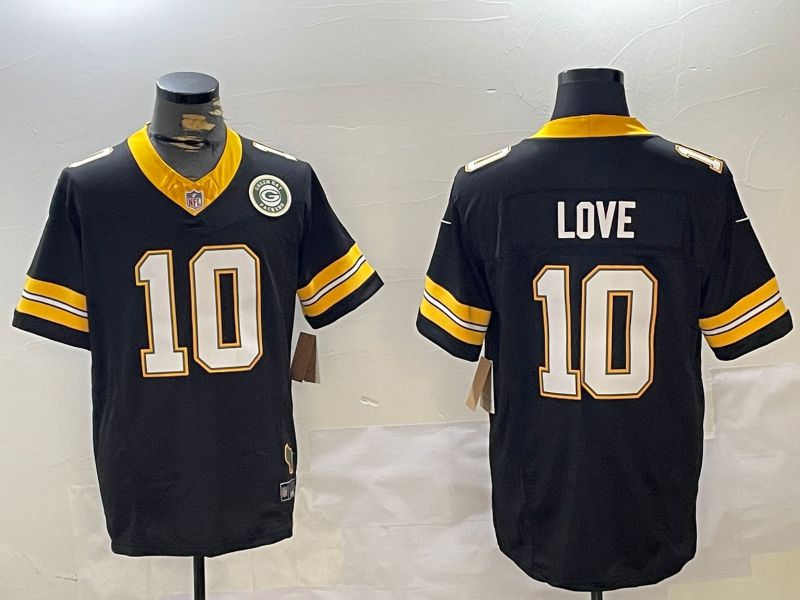 Men Green Bay Packers 10 Love Black 2024 Nike Limited NFL Jersey style 2